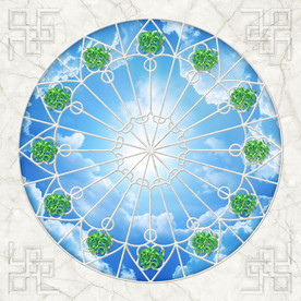 欧式石纹蓝天白云天花板背景墙