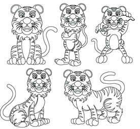卡通顽皮虎 老虎  卡通老虎线