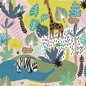 卡通 线条 长颈鹿 斑马