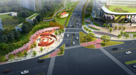 道路交叉口景观设计效果图