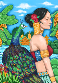 傣族少女人物插画