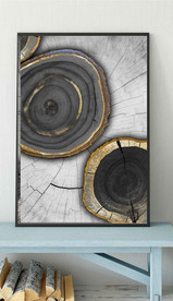 现代烁金水墨金色年轮木纹装饰画
