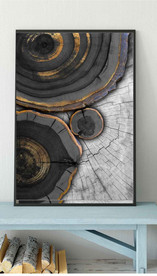 现代烁金水墨金色年轮木纹装饰画