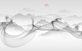 新中式抽象水墨山水风景背景墙