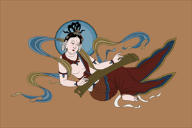 榆林窟10窟西夏伎乐弹古筝飞天