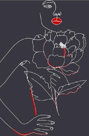 现代北欧抽象美女鲜花玄关背景墙