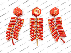 矢量鞭炮包装春联窗花