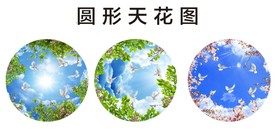 蓝天白云鸽子圆形