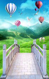 风景画玄关背景墙