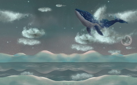 卡通鲸鱼背景墙