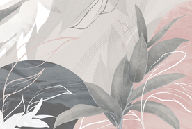 手绘北欧复古植物树叶花卉背景墙