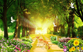 黄金大道风景背景墙