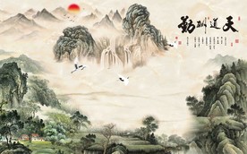 新中式意境山水意境背景墙图片