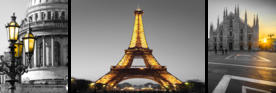 装饰画 三联画 埃菲尔铁塔