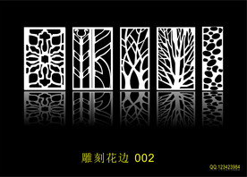 中式镂空花型 底纹边框 雕刻花