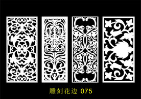 中式镂空花型 底纹边框 雕刻花