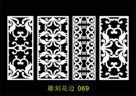 中式镂空花型 底纹边框 雕刻花