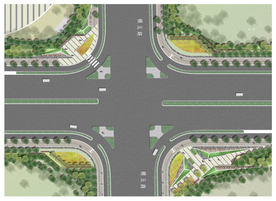 道路交叉口绿化景观设计平面图