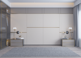 现代极简卧室背景墙场景空景