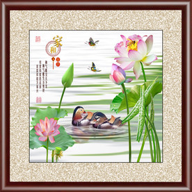 鸳鸯荷花方型装饰画