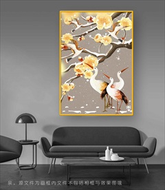 美丽冬雪花鸟挂画