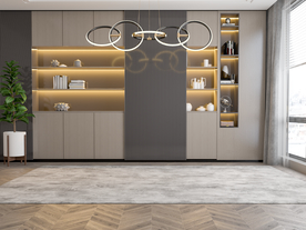 现代极简餐厅背景墙效果图场景