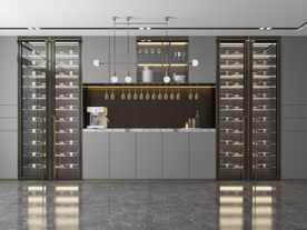 现代极简餐厅背景墙场景空景