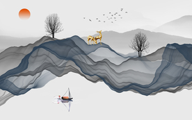 水墨山水背景墙