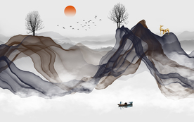 水墨山水背景墙