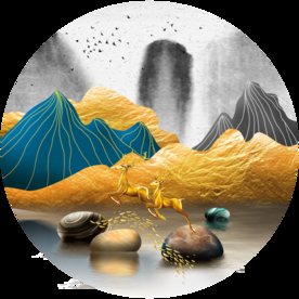 金山水麋鹿装饰画