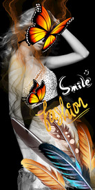 欧美美女个性英文羽毛玄关