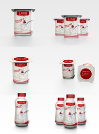 酸奶杯子瓶子多款包装PSD模板
