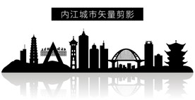 内江城市矢量剪影