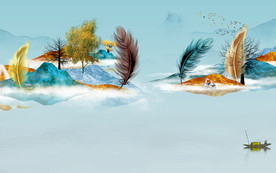 羽毛 北欧新装饰画 TIF分层