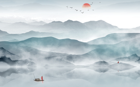 问道意境山水背景墙