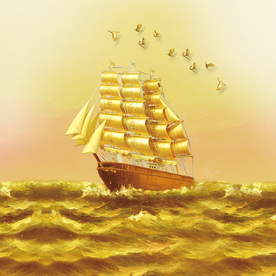 一帆风顺 金色帆船