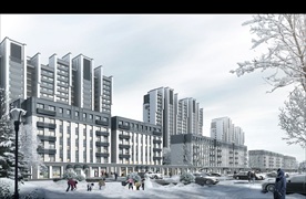 小区住宅别墅雪景效果图