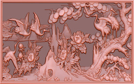 松鹤延年浮雕背景墙