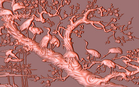 松鹤延年浮雕背景墙