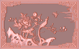 中式花鸟现代3D铜雕背景