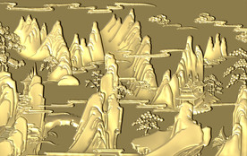 简约浮雕金山银山背景墙