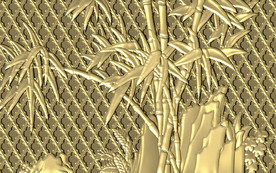 竹报平安金雕竹林背景墙