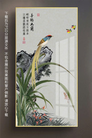 玄关喜鹊兰花装饰画