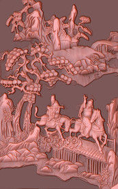 古典浮雕山水玄关背景墙