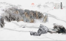 新中式水墨古代山水国画背景墙