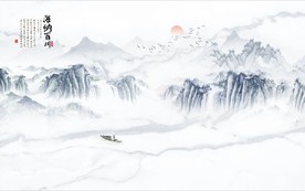 新中式水墨山水国画电视背景墙