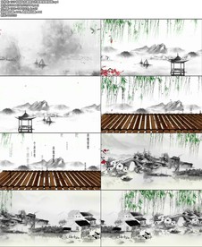 中国风水墨画文艺美景背景视频