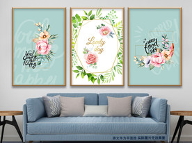 轻奢英文植物花朵装饰画无框画