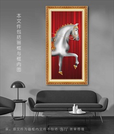 新中式烁金骏马玄关装饰画