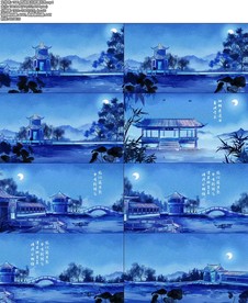 西湖夜月荷塘月色舞台背景